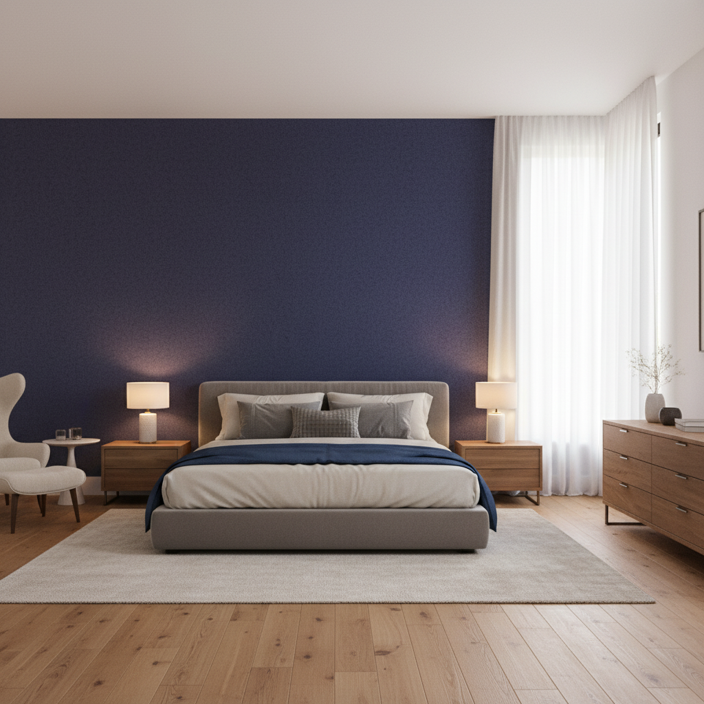 Skye Wool Blueberry — Bedroom Room Setting