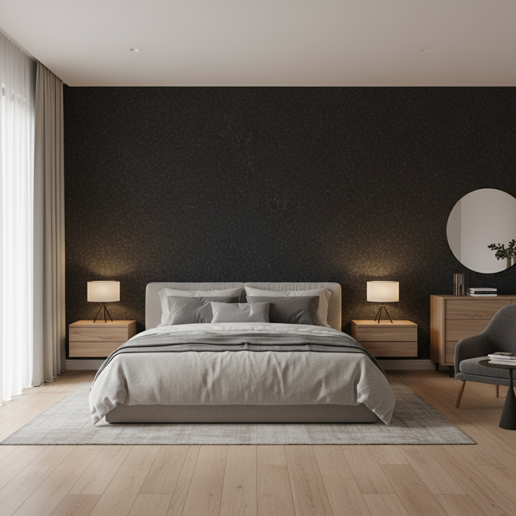Skye Wool Jet — Bedroom Room Setting