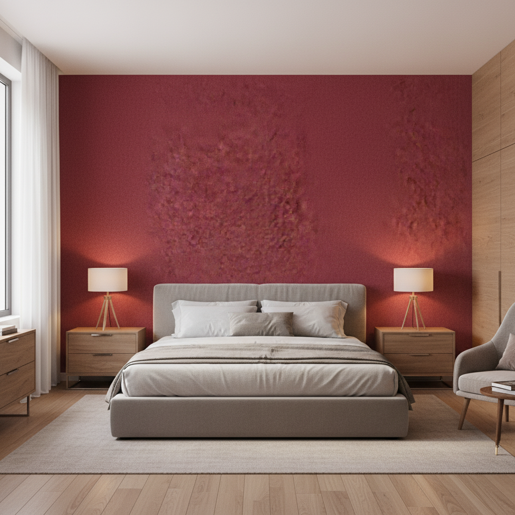 Skye Wool Cranberry — Bedroom Room Setting