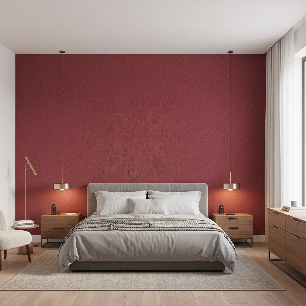 Skye Wool Cranberry — Bedroom Room Setting