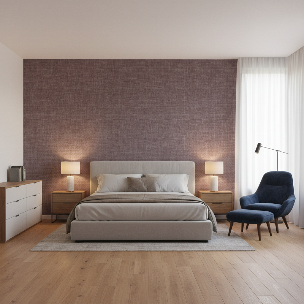 Lille Linen Thistle — Bedroom Room Setting