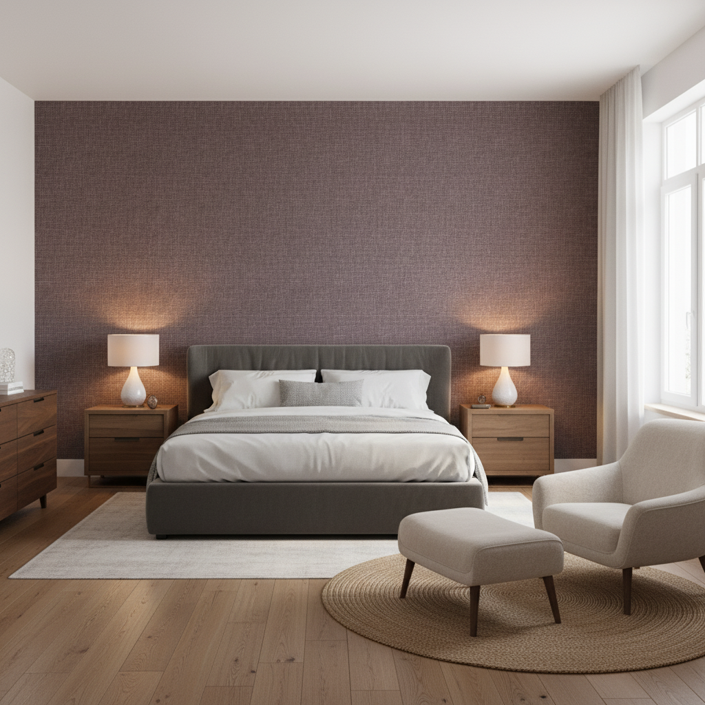 Lille Linen Thistle — Bedroom Room Setting