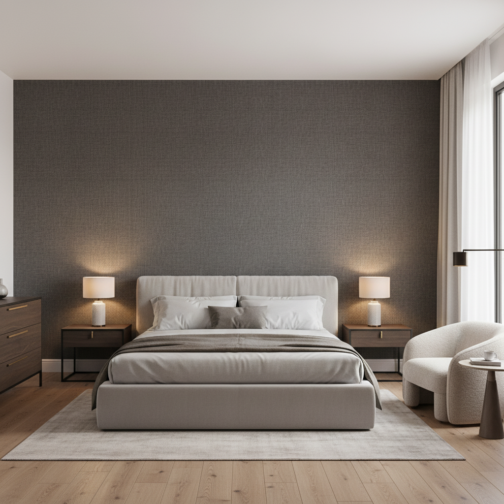 Lille Linen Shale — Bedroom Room Setting