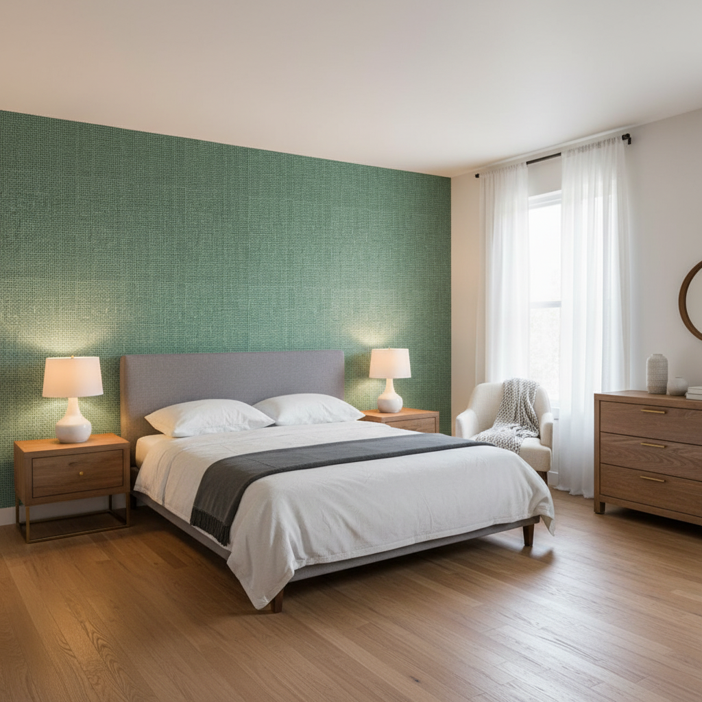 Lille Linen Lagoon — Bedroom Room Setting