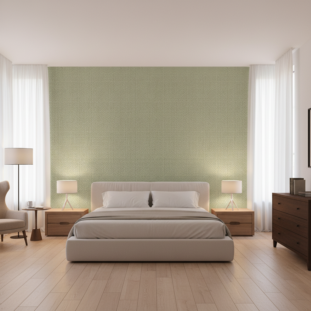 Lille Linen Oldmint — Bedroom Room Setting