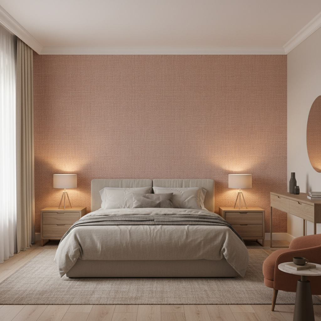 Lille Linen Old Rose — Bedroom Room Setting