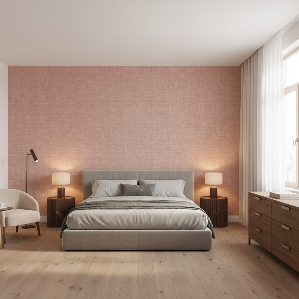 Lille Linen Old Rose — Bedroom Room Setting