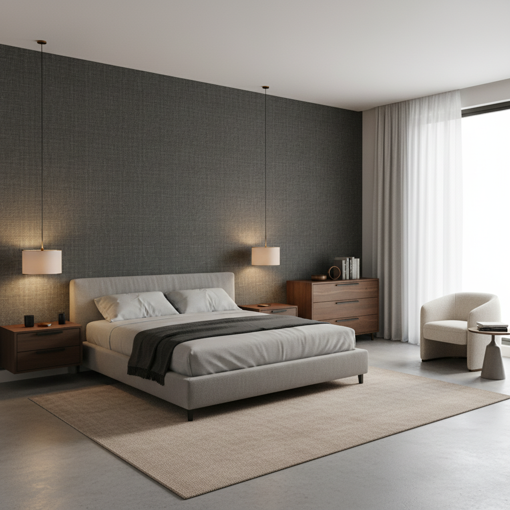 Lille Linen Hunter Green — Bedroom Room Setting