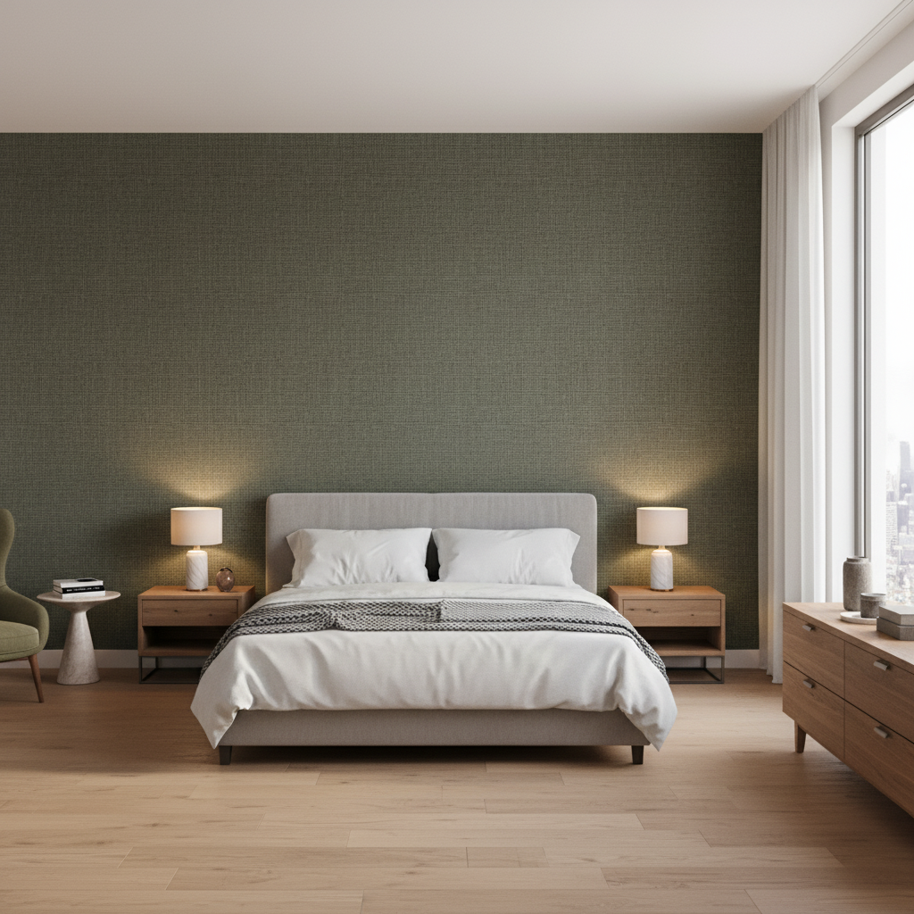 Lille Linen Dune Grass — Bedroom Room Setting