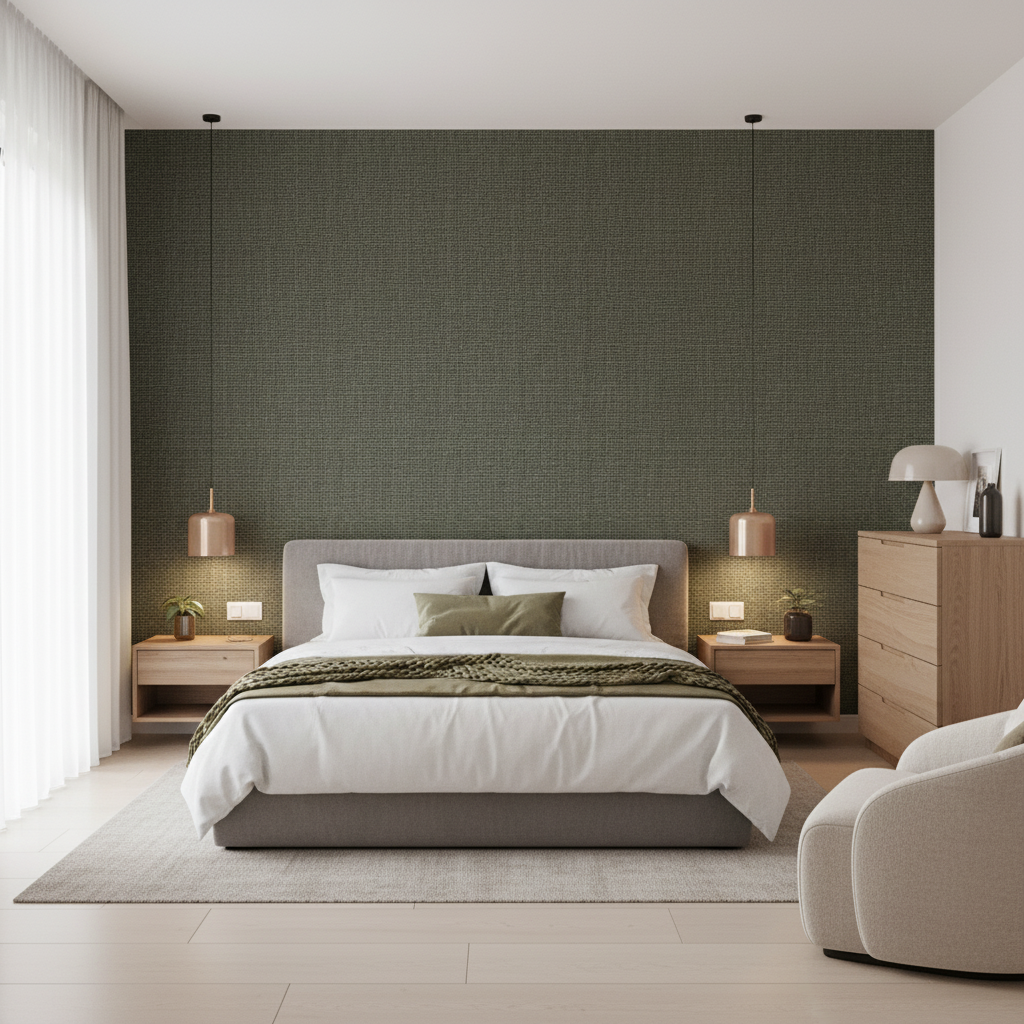 Lille Linen Dune Grass — Bedroom Room Setting
