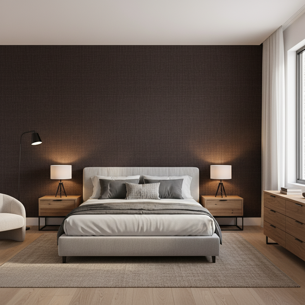 Lille Linen Coffee Bean — Bedroom Room Setting
