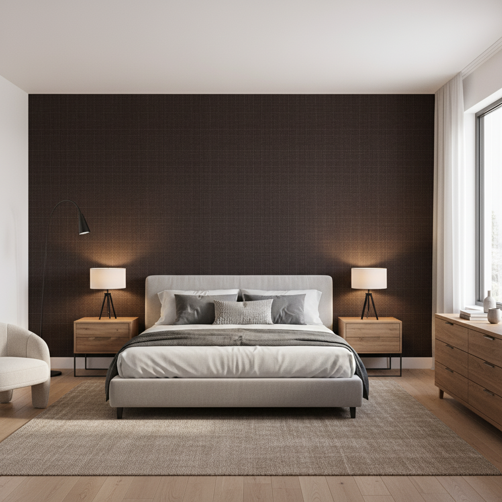 Lille Linen Coffee Bean — Bedroom Room Setting