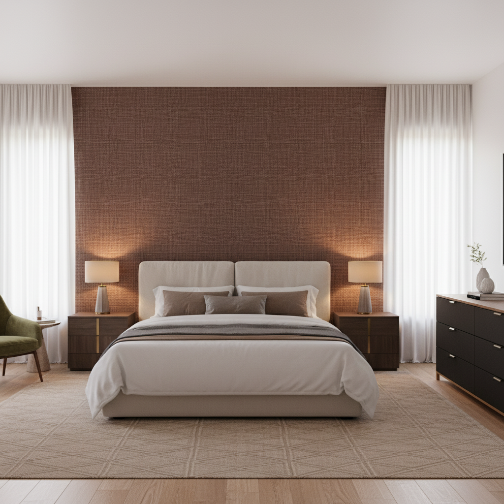 Lille Linen Old Red — Bedroom Room Setting