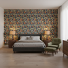 Leyland Print Blue/Multi — Bedroom Room Setting