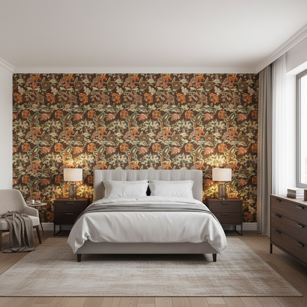 Leyland Print Tobacco — Bedroom Room Setting