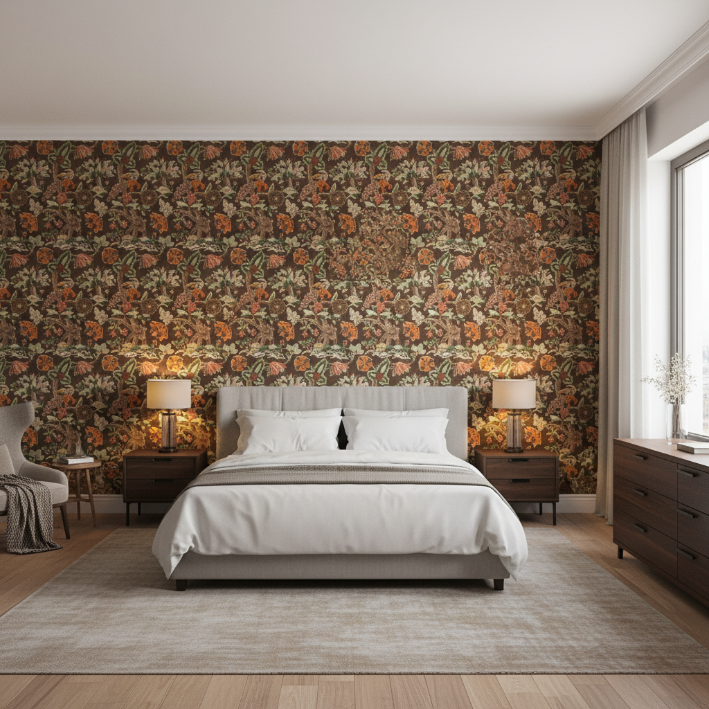 Leyland Print Tobacco — Bedroom Room Setting