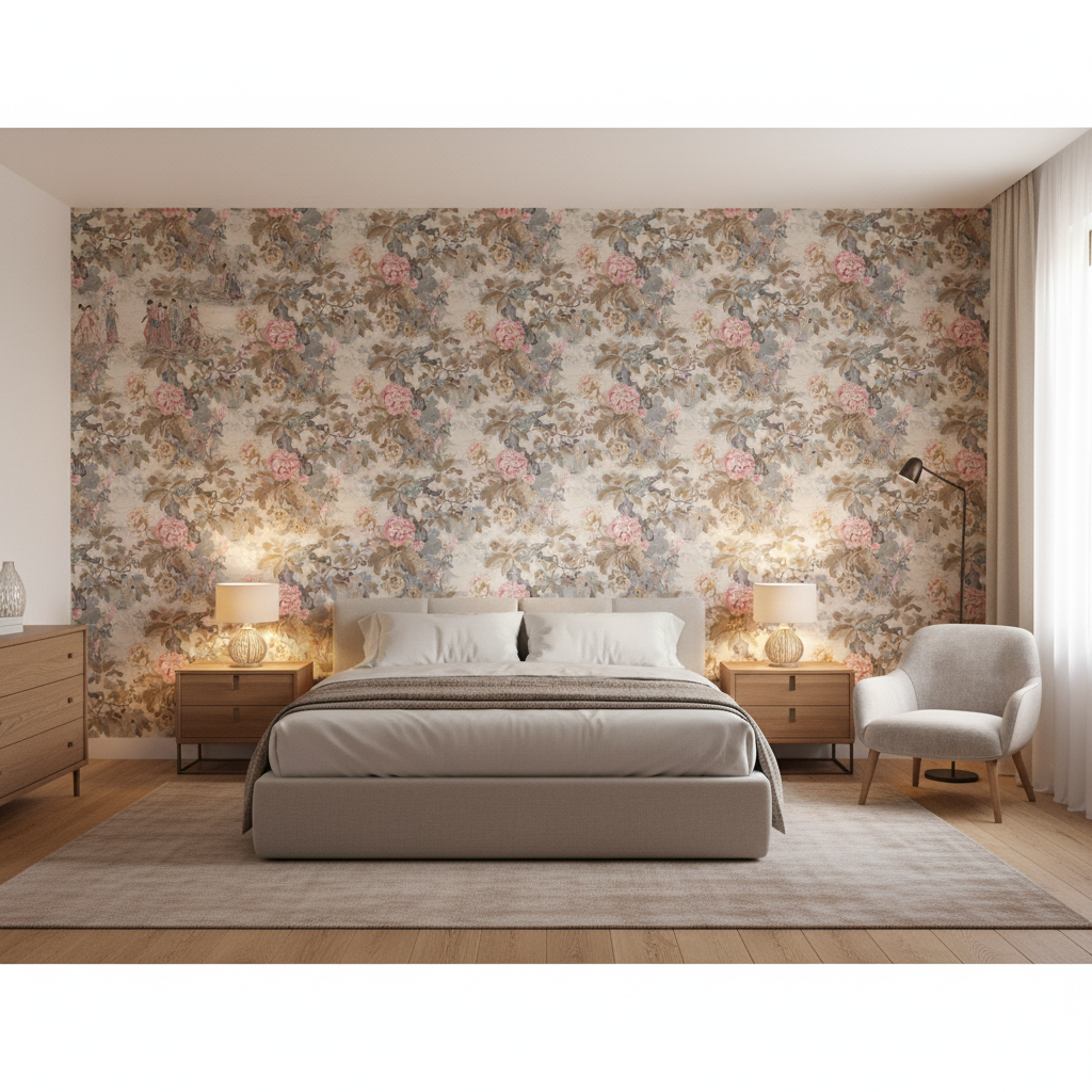 Chinese Lantern Ii Petal/Stone — Bedroom Room Setting