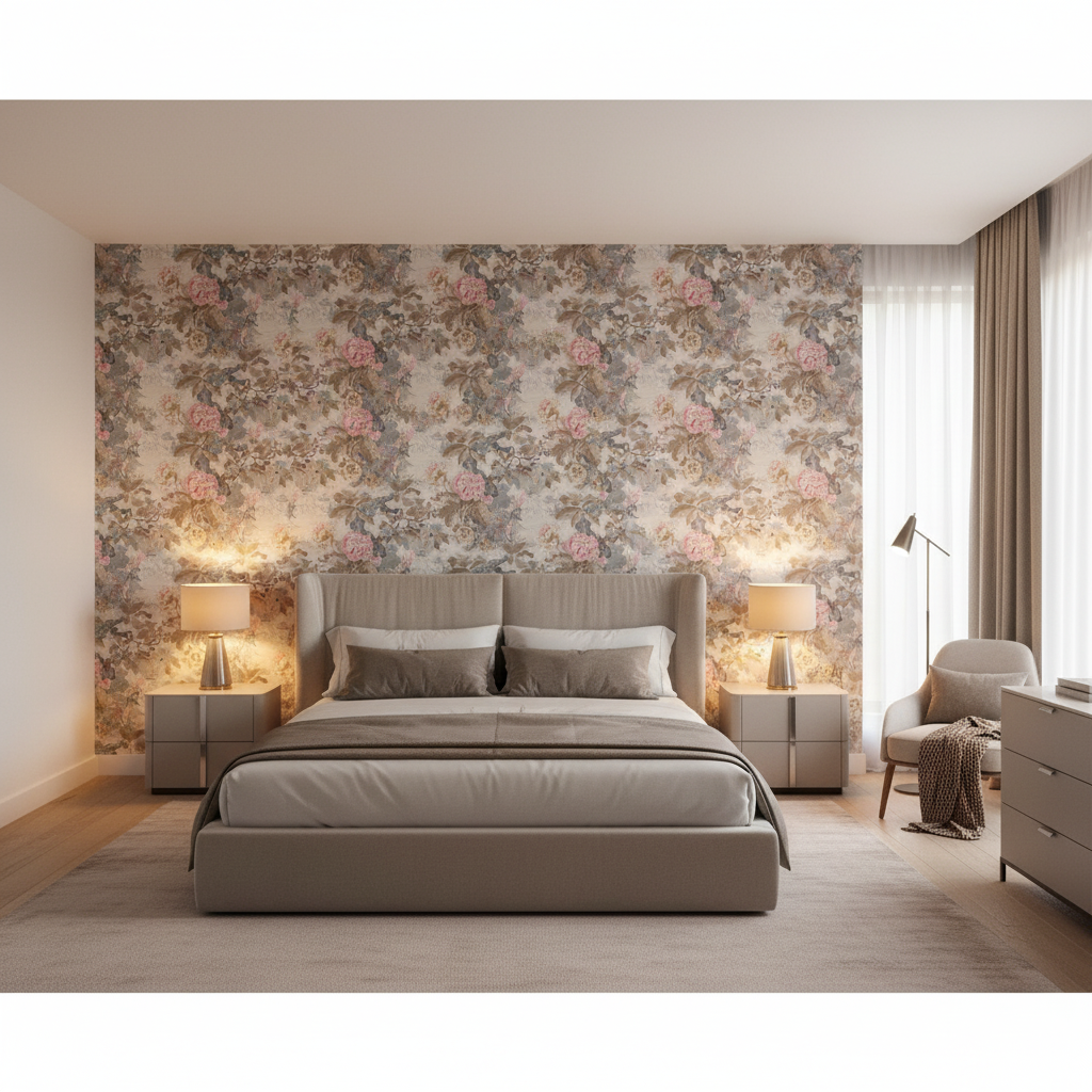 Chinese Lantern Ii Petal/Stone — Bedroom Room Setting