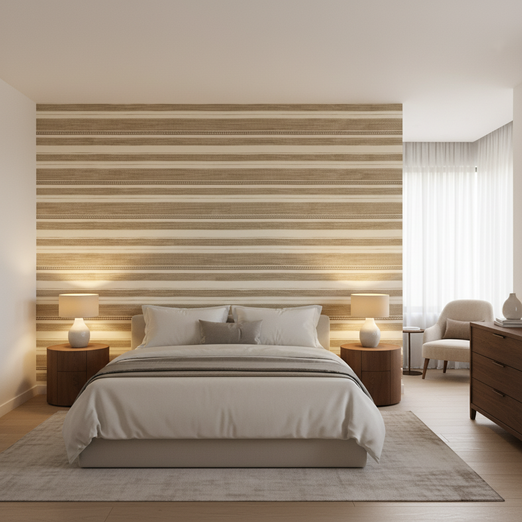 Entoto Stripe Ivory/Flax — Bedroom Room Setting