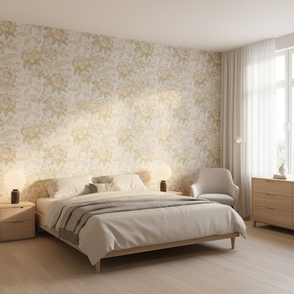 Davenport Print Golden — Bedroom Room Setting
