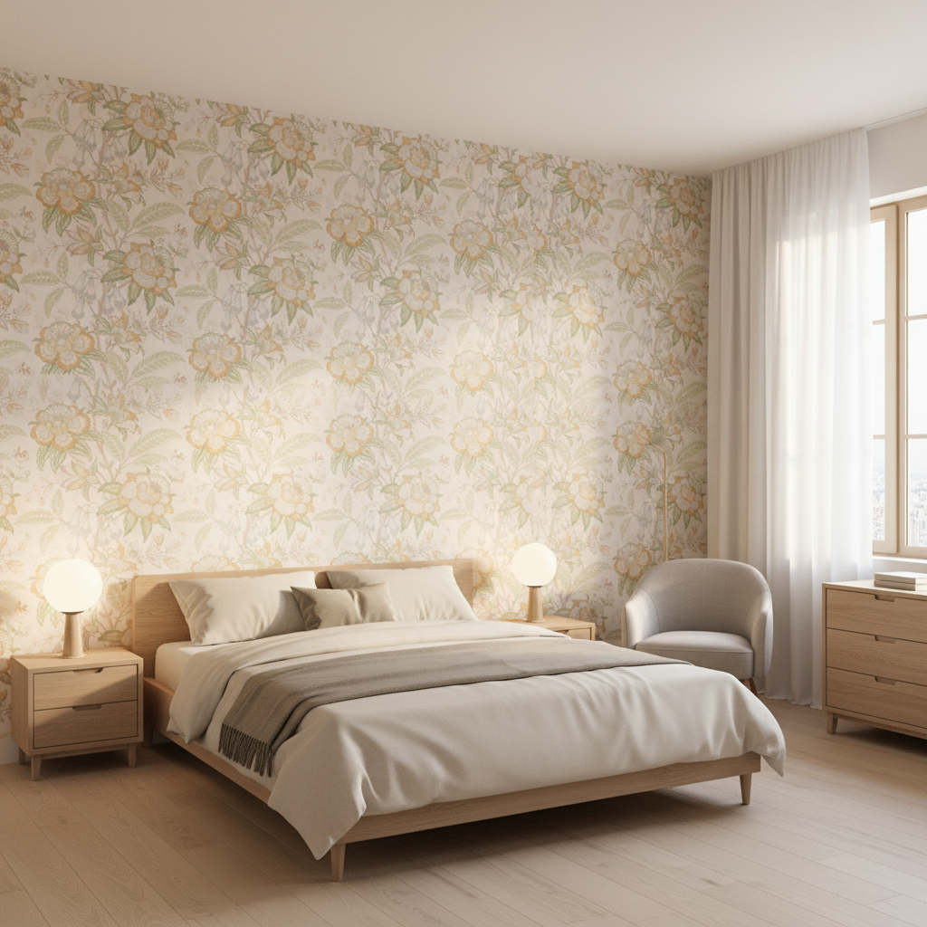 Davenport Print Golden — Bedroom Room Setting
