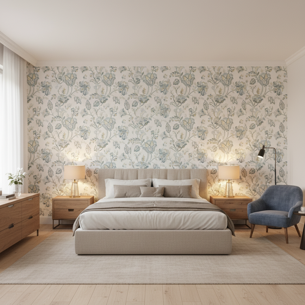 Bradford Emb Juniper/Lagoon — Bedroom Room Setting