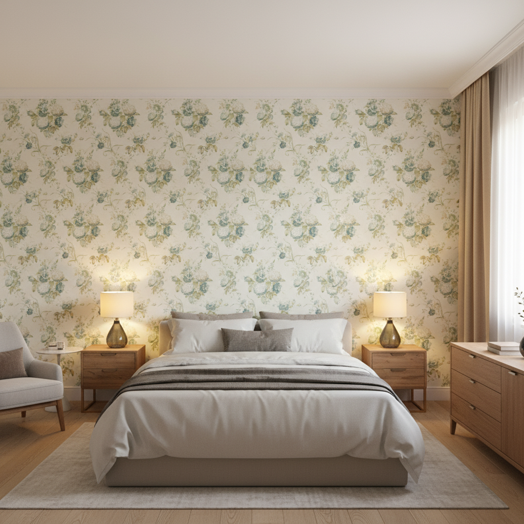 Adelyn Handblock Celadon — Bedroom Room Setting