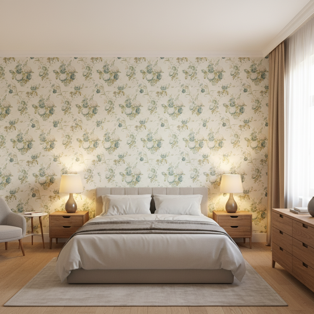 Adelyn Handblock Celadon — Bedroom Room Setting