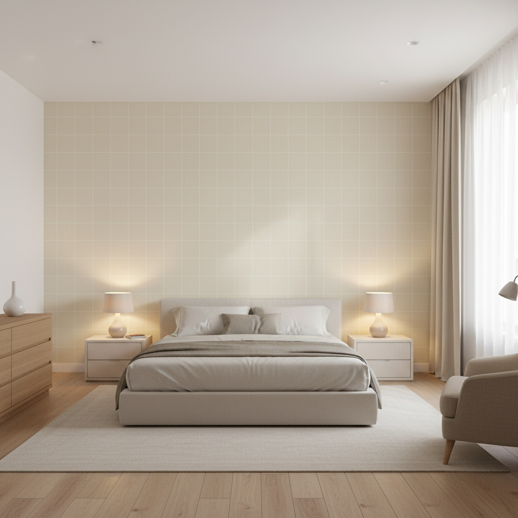 Coombes Sheer Ivory — Bedroom Room Setting