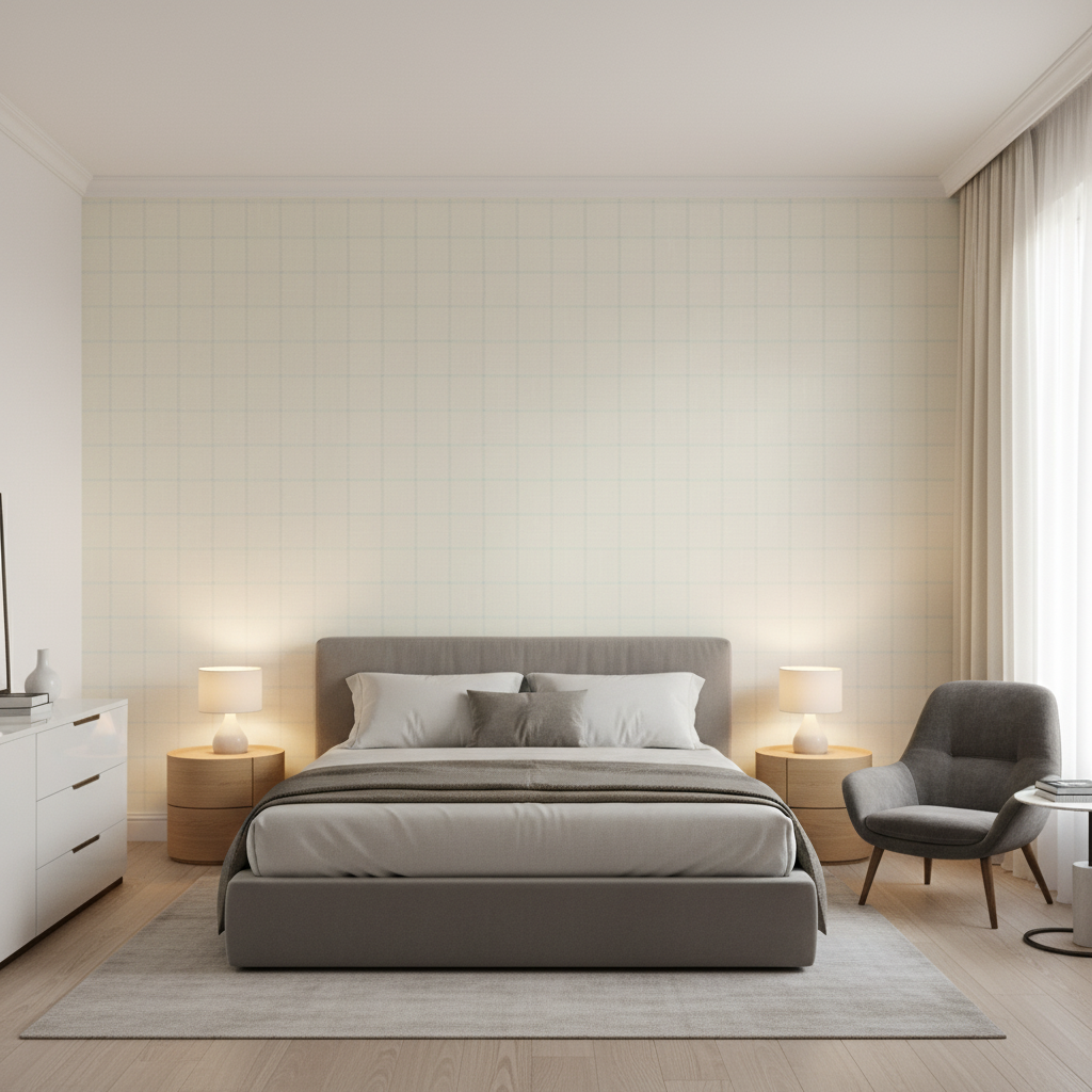 Coombes Sheer ivory — Bedroom Room Setting