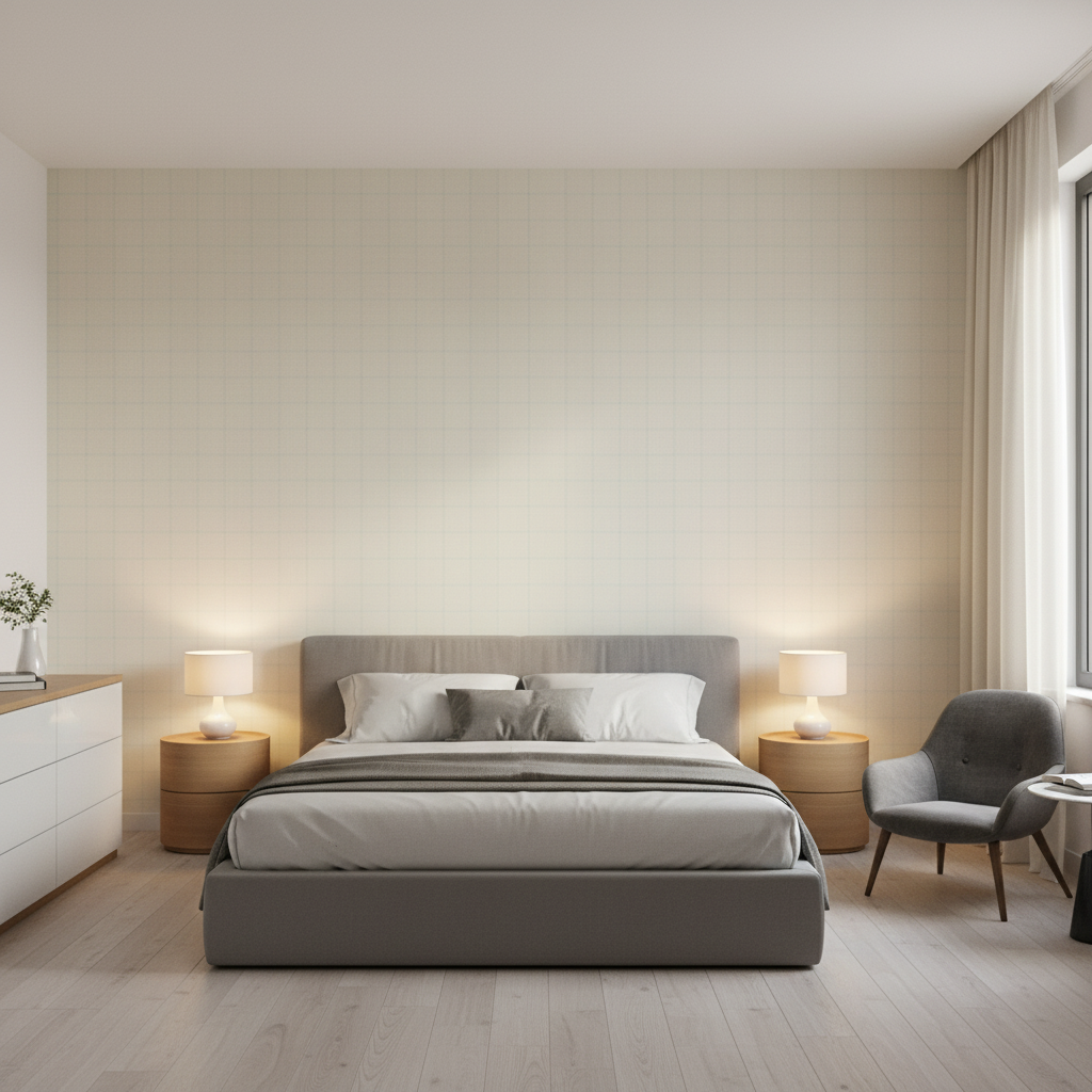 Coombes Sheer ivory — Bedroom Room Setting