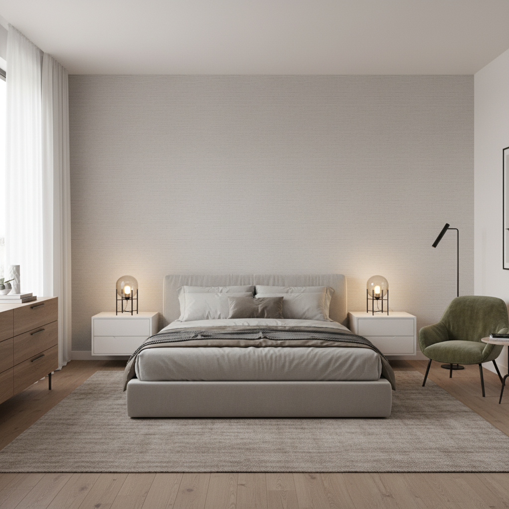 Gemma Velvet Dove — Bedroom Room Setting