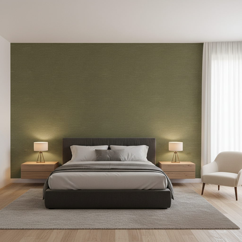 Gemma Velvet olive green — Bedroom Room Setting
