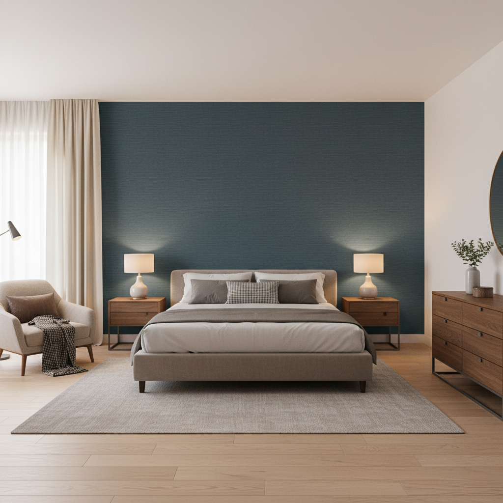 Gemma Velvet Slate — Bedroom Room Setting