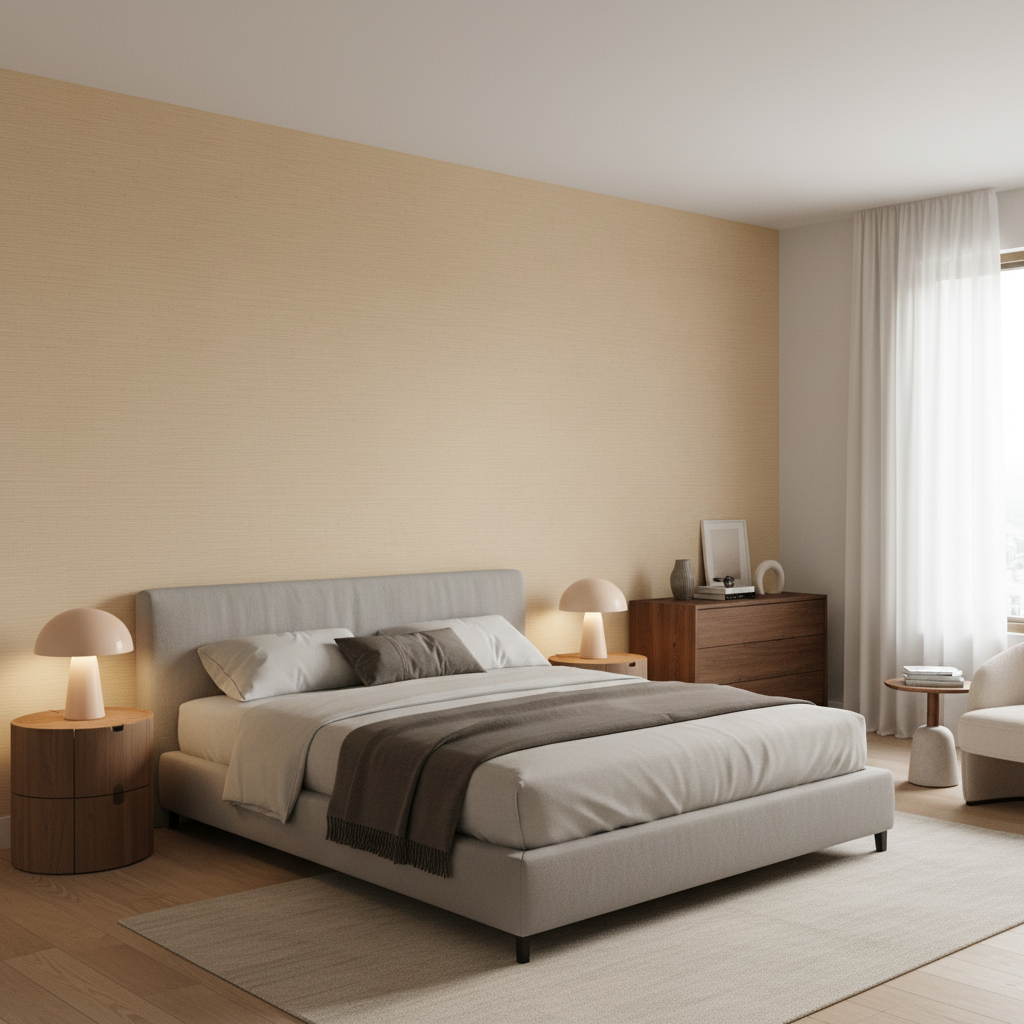 Gemma Velvet Sand — Bedroom Room Setting