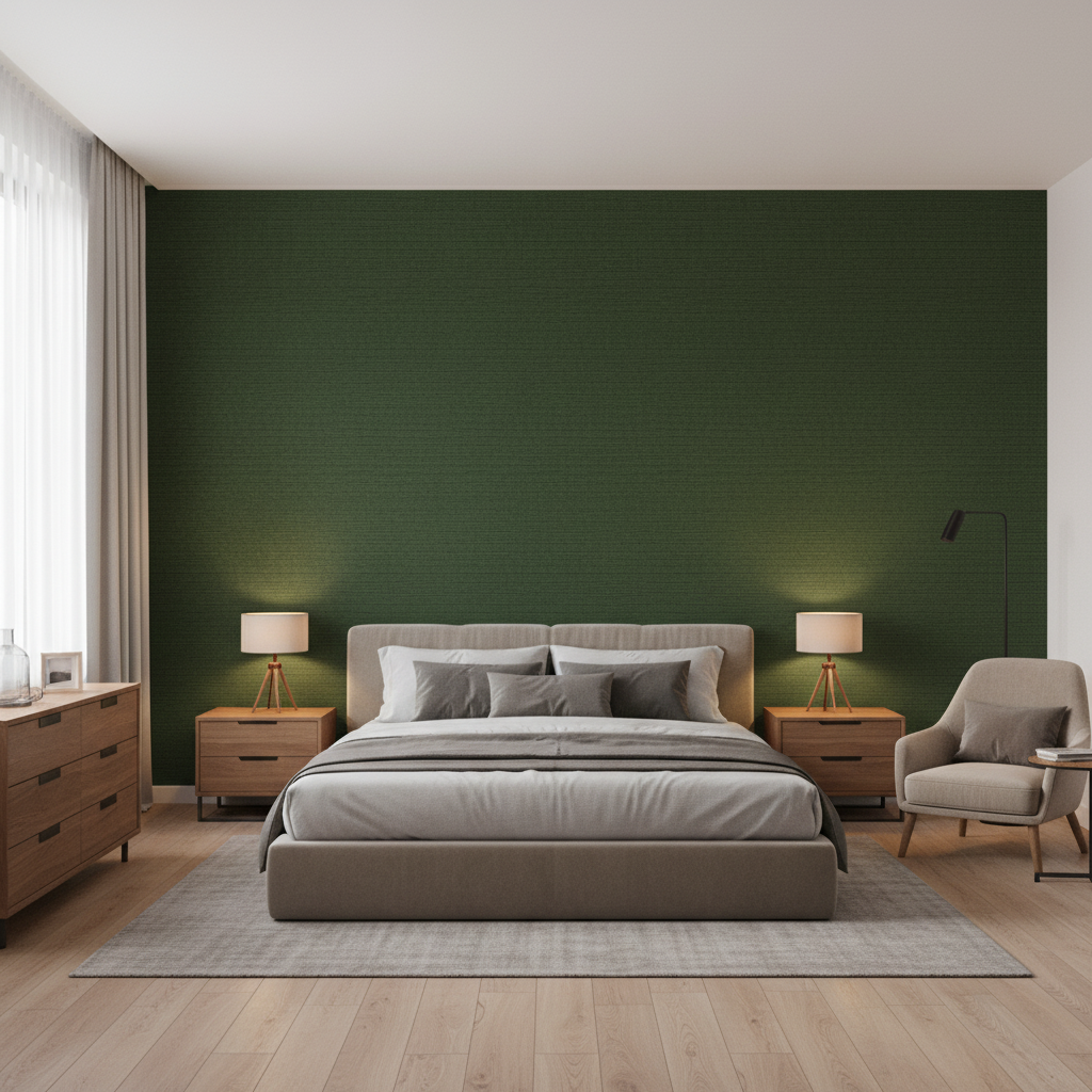 Gemma Velvet Lichen — Bedroom Room Setting