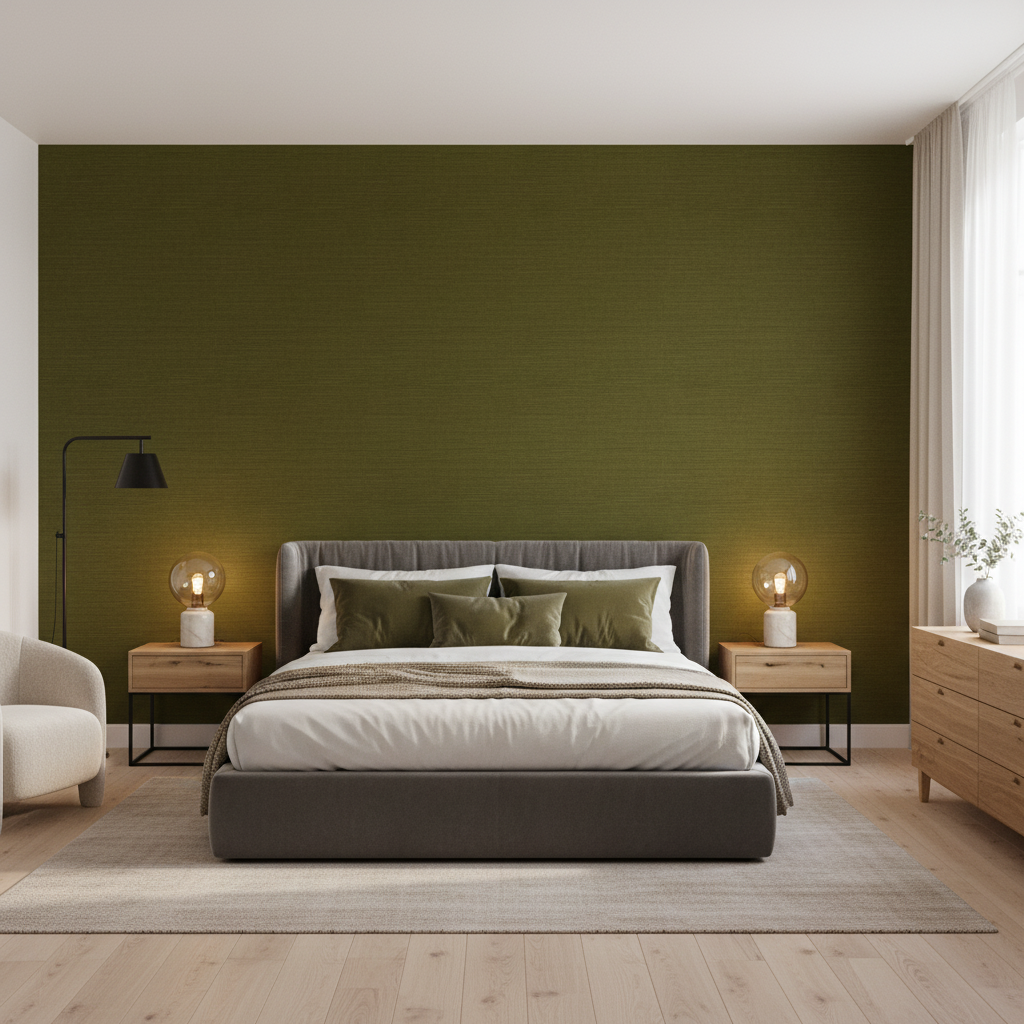 Gemma Velvet Moss — Bedroom Room Setting
