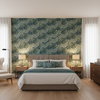 Arley Print Lagoon — Bedroom Room Setting