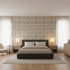 Orford Embroidery Leaf/Mist — Bedroom Room Setting