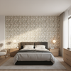 Orford Embroidery Leaf/Mist — Bedroom Room Setting