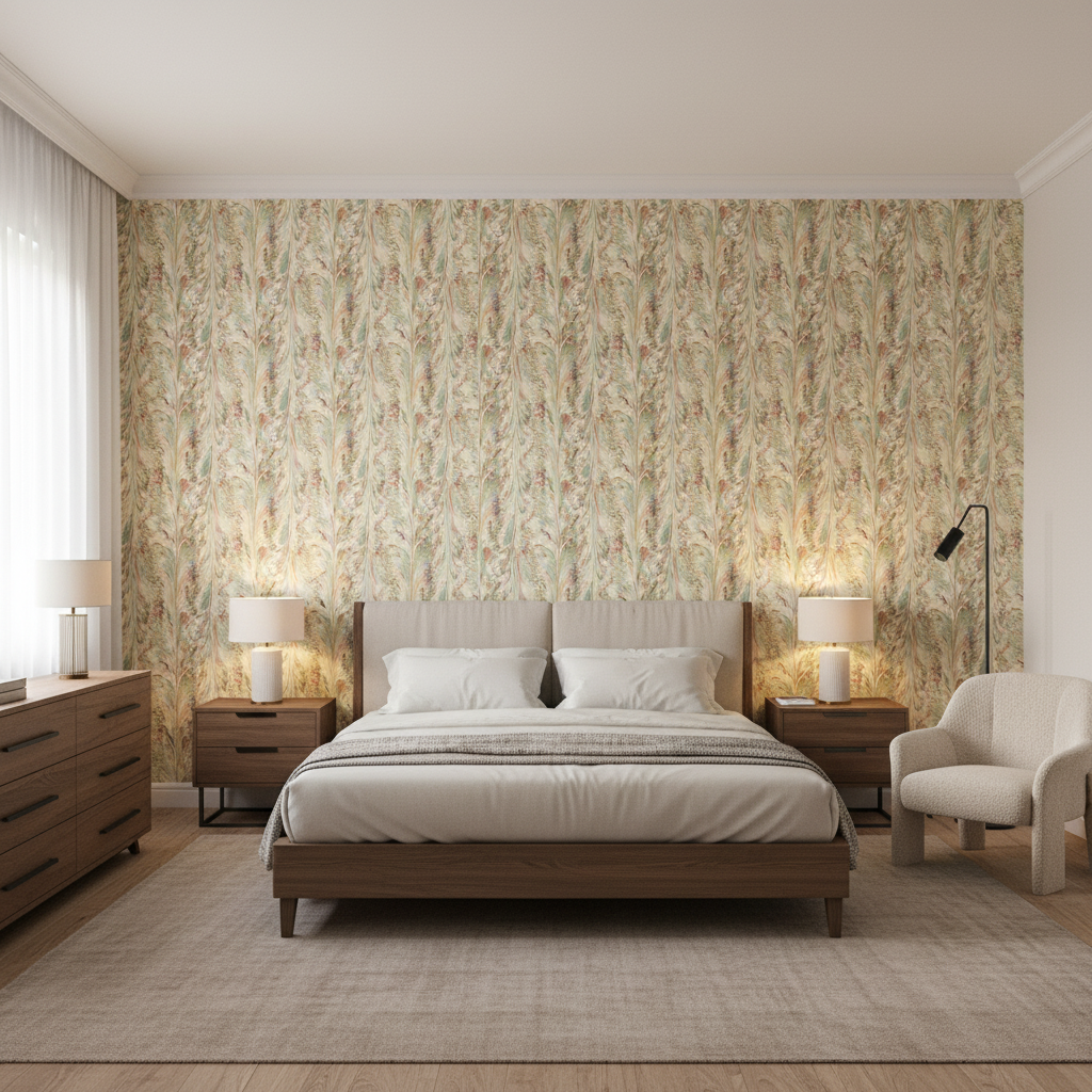 Taplow Print Juniper/Petal — Bedroom Room Setting
