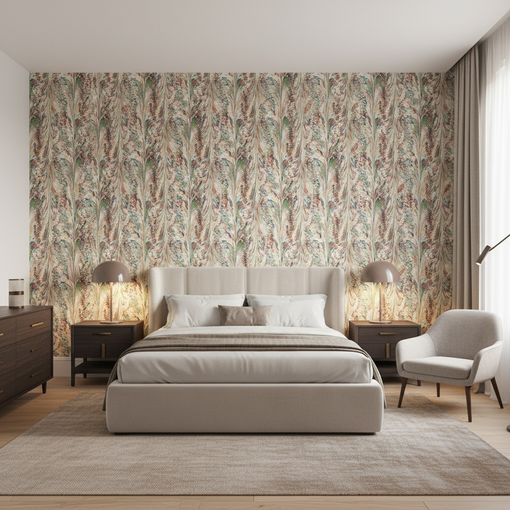 Taplow Print Spice/Leaf — Bedroom Room Setting
