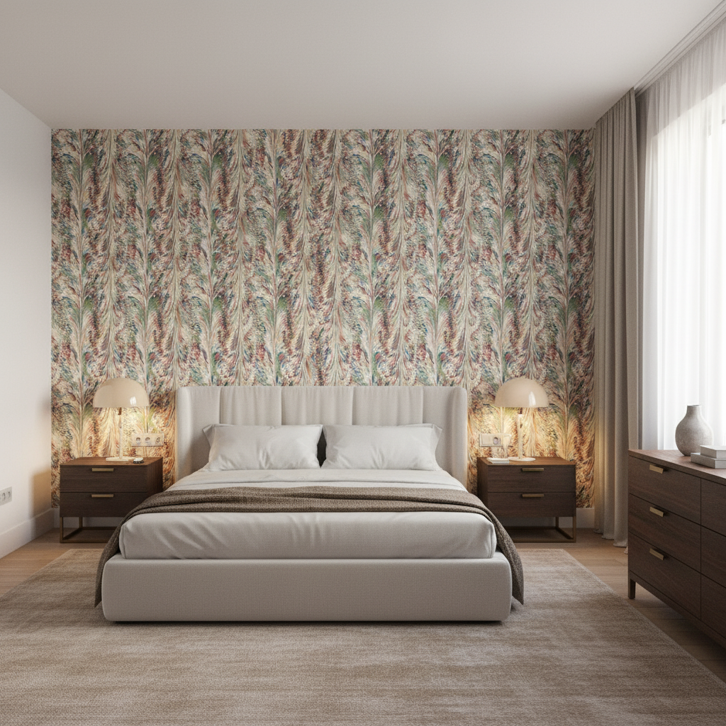 Taplow Print Spice/Leaf — Bedroom Room Setting