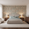 Taplow Print Clay/Blue — Bedroom Room Setting
