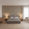 Taplow Print Clay/Blue — Bedroom Room Setting