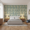 Taplow Print Peacock/Gold — Bedroom Room Setting