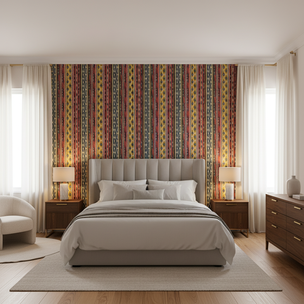 Desning Velvet Red/Blue — Bedroom Room Setting