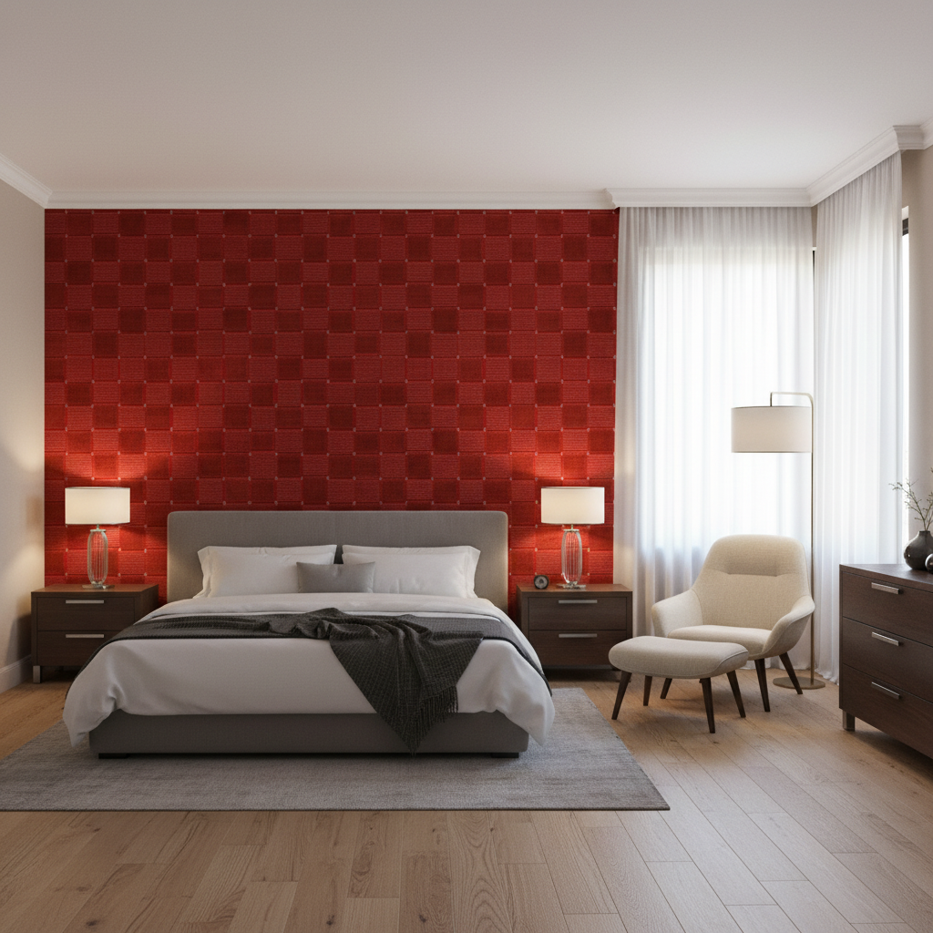 Levens Velvet Ruby — Bedroom Room Setting