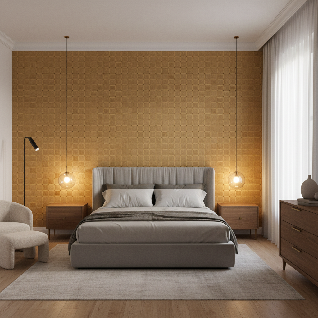 Levens Velvet Gold — Bedroom Room Setting