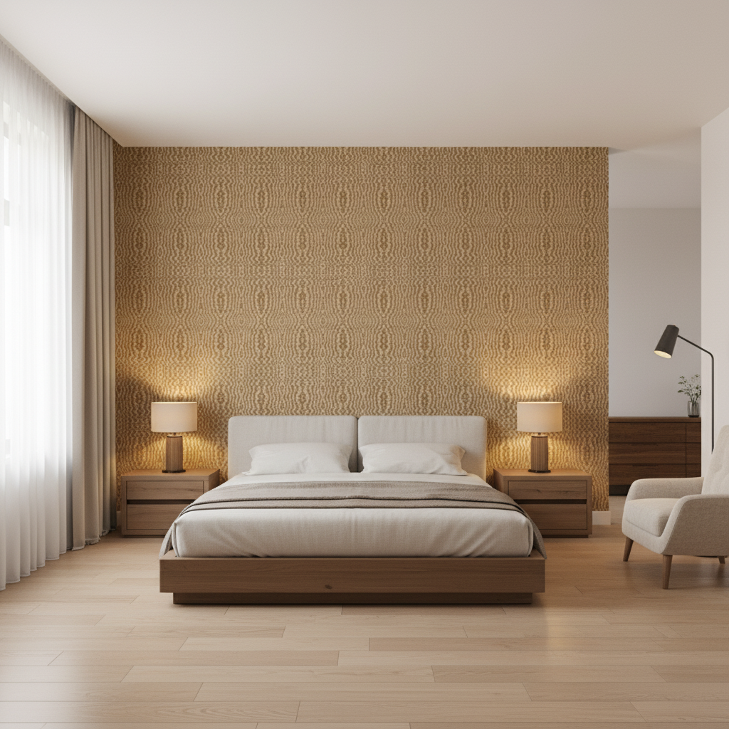 Callow Velvet Stone — Bedroom Room Setting